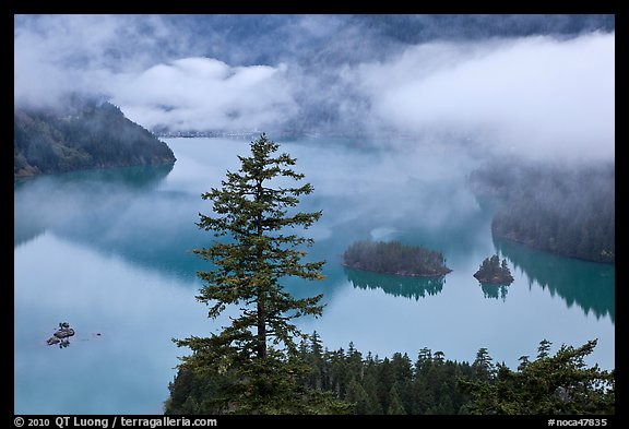 Fog hanging above Diablo Lake, North Cascades National Park Service Complex. Washington, USA.