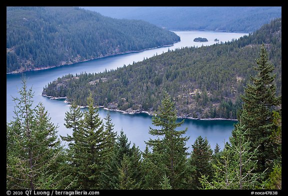 Ross Lake, dusk, North Cascades National Park Service Complex.  (color)