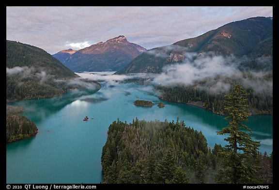 Sunrise, Diablo Lake, North Cascades National Park Service Complex.  (color)