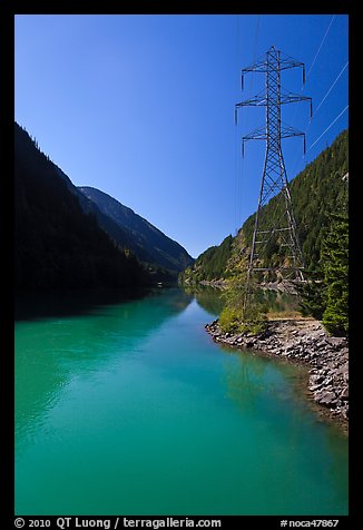 Turquoise waters in Gorge Lake,  North Cascades National Park Service Complex.  (color)