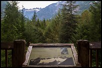 Picket Range interpretive sign, North Cascades National Park. Washington, USA.