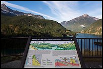 Shaping the Land interpretive sign at Lake Diablo overlook, North Cascades National Park Service Complex. Washington, USA.