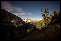Mount Logan from Easy Pass at night, North Cascades National Park.  ( color)