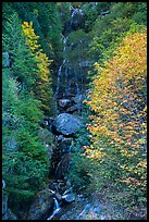 Waterfall in autumn, North Cascades National Park Service Complex. Washington, USA.