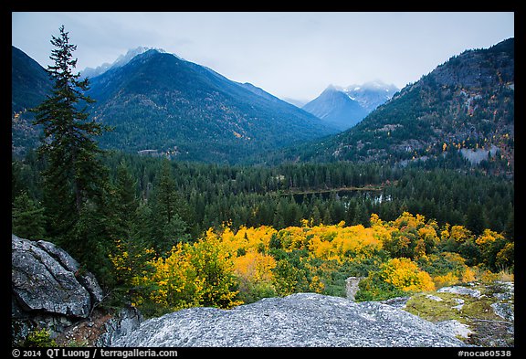 Coon Lake from above and Agnes peak, North Cascades National Park Service Complex.  (color)