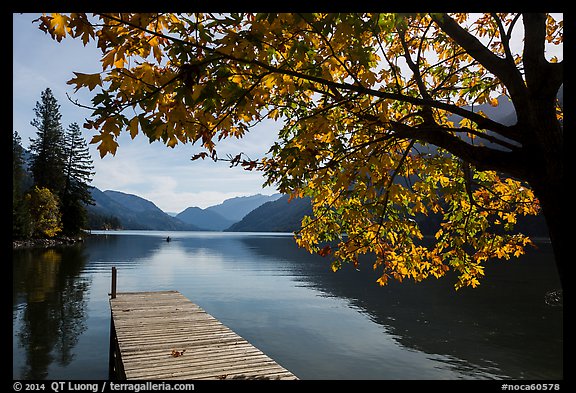Deck autumn, Lake Chelan, Stehekin, North Cascades National Park Service Complex.  (color)