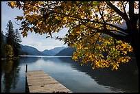 Deck autumn, Lake Chelan, Stehekin, North Cascades National Park Service Complex. Washington, USA.