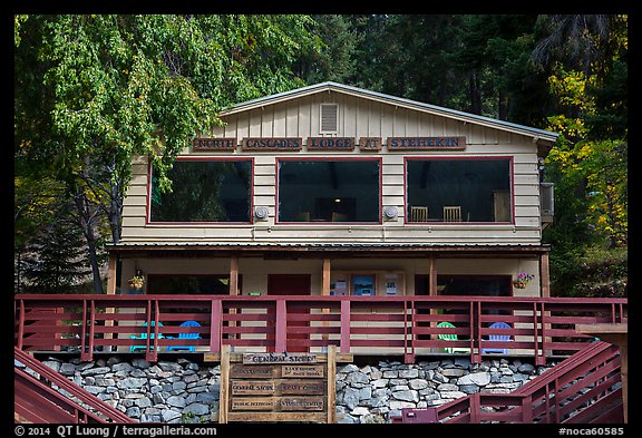 North Cascades Lodge at Stehekin, North Cascades National Park Service Complex.  (color)