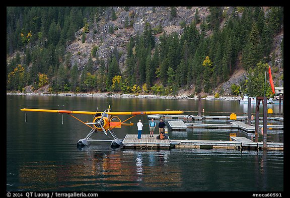 Floatplane on Lake Chelan, Stehekin, North Cascades National Park Service Complex.  (color)