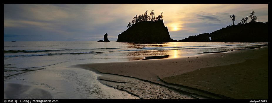 Stream and beach at sunset. Olympic National Park (color)