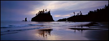Second Beach with wet sand reflections. Olympic National Park (Panoramic color)
