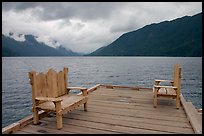 Two chairs on pier, Crescent Lake. Olympic National Park ( color)