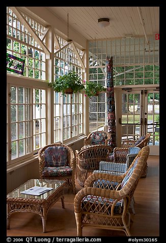 Chairs, Crescent Lake Lodge. Olympic National Park, Washington, USA.