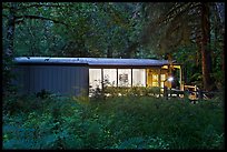 Hoh rain forest visitor center at dusk. Olympic National Park, Washington, USA.