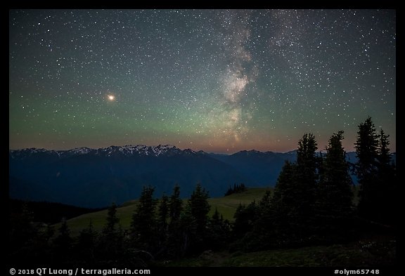 Milky Way over Olympic Mountains. Olympic National Park (color)