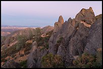 High Peaks rock crags at dusk. Pinnacles National Park, California, USA. (color)