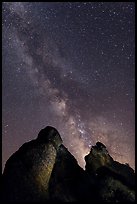 Milky Way and rocky towers. Pinnacles National Park, California, USA.