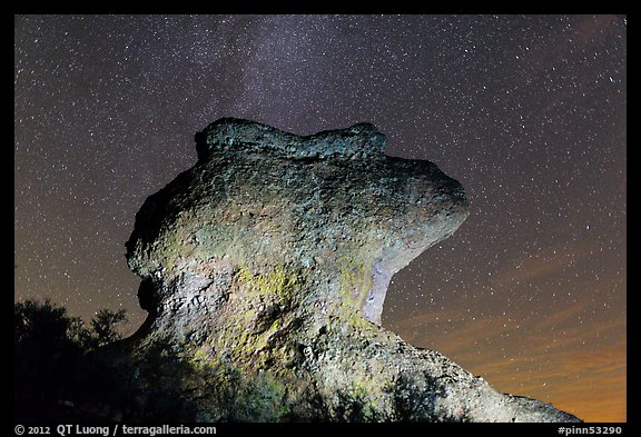 Anvil monolith at night. Pinnacles National Park, California, USA.