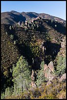 Gabilan Mountains dotted with rock pinnacles. Pinnacles National Park ( color)