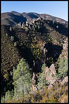 Gabilan Mountains dotted with rock pinnacles. Pinnacles National Park, California, USA. (color)