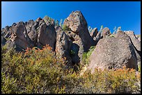 Rhyolite pinnalces. Pinnacles National Park, California, USA. (color)