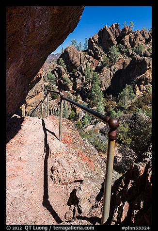 Trail on narrow ledge. Pinnacles National Park (color)