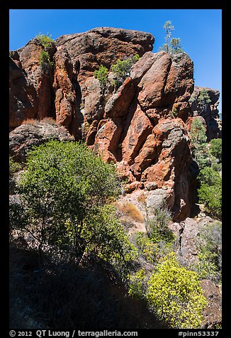 Cliffs of reddish rock. Pinnacles National Park (color)