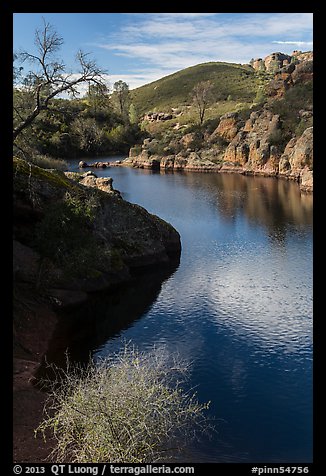 Ripples over water, Bear Gulch Reservoir. Pinnacles National Park (color)