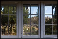 Condor Gulch pinnacles, Bear Gulch nature center window reflexion. Pinnacles National Park ( color)