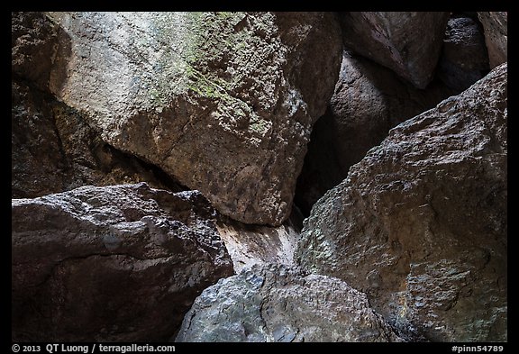 Jumble of rocks in talus cave. Pinnacles National Park (color)