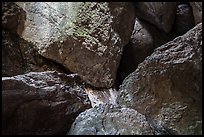 Jumble of rocks in talus cave. Pinnacles National Park, California, USA.