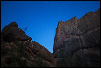 Machete Ridge at night with stary sky. Pinnacles National Park, California, USA. (color)