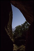 Looking out Balconies Cave at night. Pinnacles National Park, California, USA.