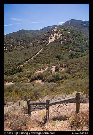 Gate on pig fence. Pinnacles National Park, California, USA.