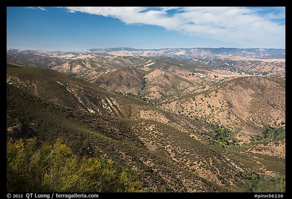 Looking towards San Andreas rift zone from Chalone Peak. Pinnacles National Park, California, USA.