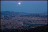 Moon and distant hills from North Chalone Peak. Pinnacles National Park, California, USA. (color)