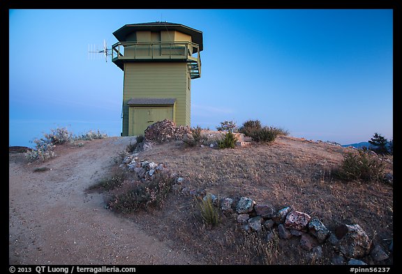 Lookout on North Chalone Peak at dusk. Pinnacles National Park, California, USA.