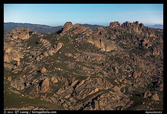 High Peaks from North Chalone Peak under moonlight. Pinnacles National Park, California, USA.