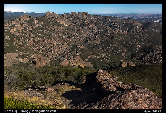 Moonlit view with High Peaks. Pinnacles National Park (color)