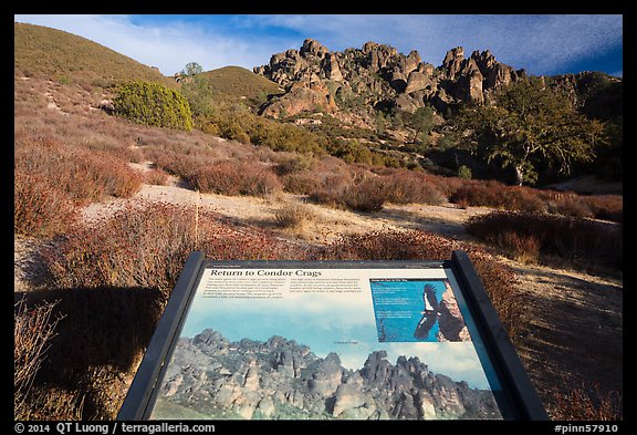 Condor Craggs interpretive sign. Pinnacles National Park (color)