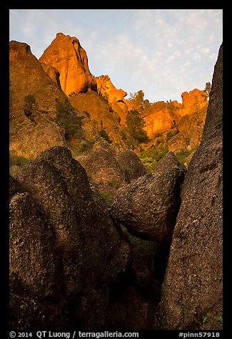 Pinnacle rocks above at sunset. Pinnacles National Park (color)