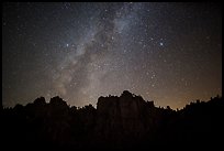 High Peaks pinnacles and Milky Way. Pinnacles National Park ( color)