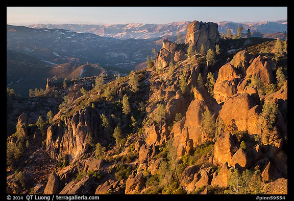 Pinnacles and Square Block Rock at sunset. Pinnacles National Park (color)