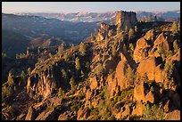 Pinnacles and Square Block Rock at sunset. Pinnacles National Park ( color)