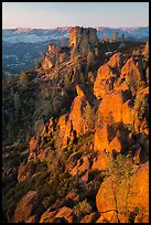 Last light on Pinnacles and Square Block Rock. Pinnacles National Park ( color)