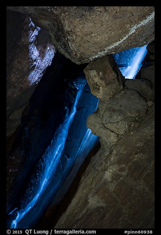Waterfall, Lower Bear Gulch Cave. Pinnacles National Park (color)