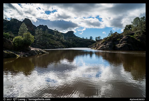 Bear Gulch Reservoir overflowing. Pinnacles National Park (color)