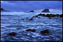 Turbulent waters, stormy dusk, False Klamath Cove. Redwood National Park ( color)