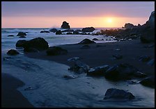 Stream and beach at sunset, False Klamath Cove. Redwood National Park ( color)