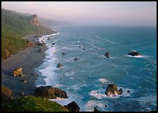 Split Rock from High Bluff overlook, sunset. Redwood National Park ( color)